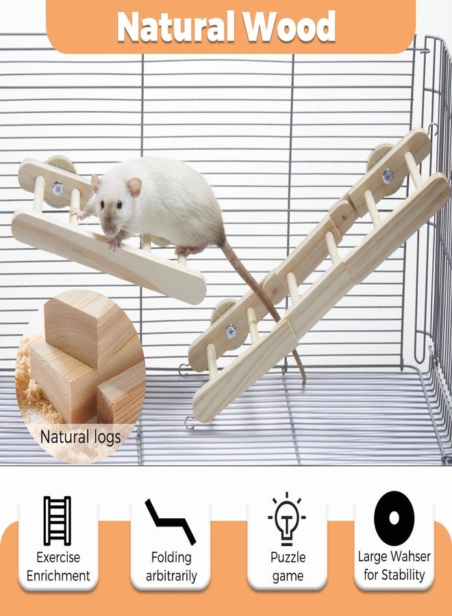 Jevnd Flexible Wooden Rat Climbing Toys for Cage, Adjustable Pet Rat Cage Accessories Climbing Ladder Stairs Platforms, Rats Enrichment Toy Activities, Hanging Rodent Toys for Pet Rats Playing Chewing - Image 4